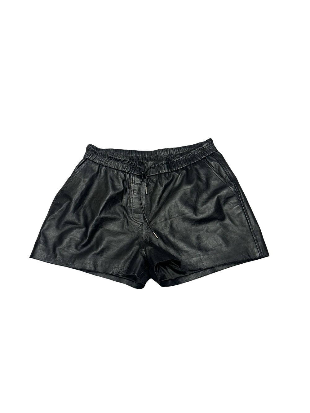 NWOT ATM Women’s Size Large Black Leather Drawstring Shorts